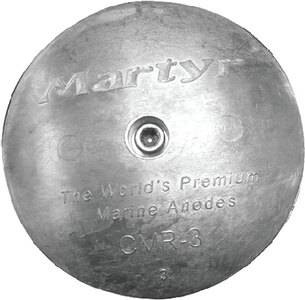 RUDDER ANODE, STREAMLINED W/SLOTTED SCREW (MARTYR ANODES) 2 13/16" dia. Zinc